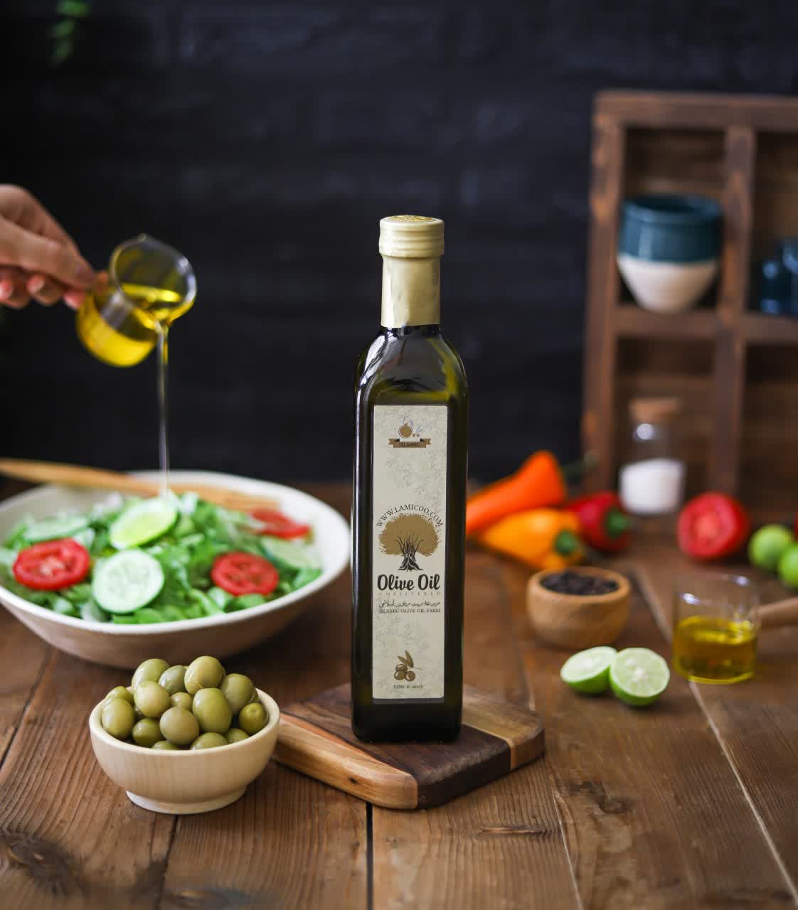 روغن زیتون خالص تصفیه نشده بطری شیشه ای لامیکو(1 لیتر)